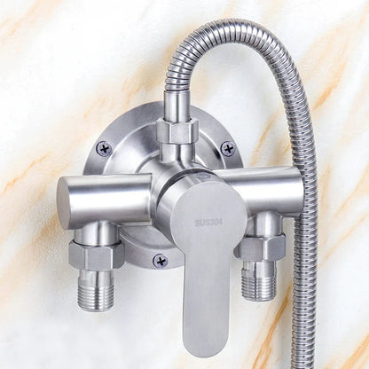 304 Stainless Steel Shower Faucet Mixer Valve Double Type Bathroom Shower Hot Cold Water Tap G1/2’ Bathtub Faucet