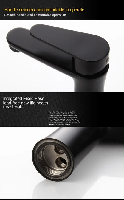 Bathroom Basin Faucet Cold & Hot Water Mixer Sink Tap Black Single Handle High Quality Kitchen Bathroom Accessory
