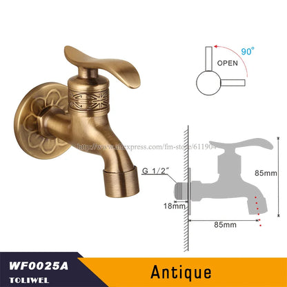 Antique Brass Bathroom Wall Mount Sink Basin Cold Water Faucet Tap G 1/2 Inch Outdoor Garden Hose Faucet Mop Sink tap TWL031