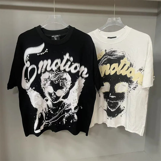 American Fashion Brand MIXED EMOTION Cotton Short Sleeved T-shirt Short Top