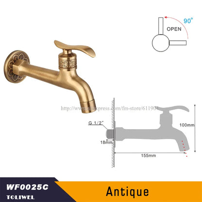 Antique Brass Bathroom Wall Mount Sink Basin Cold Water Faucet Tap G 1/2 Inch Outdoor Garden Hose Faucet Mop Sink tap TWL031