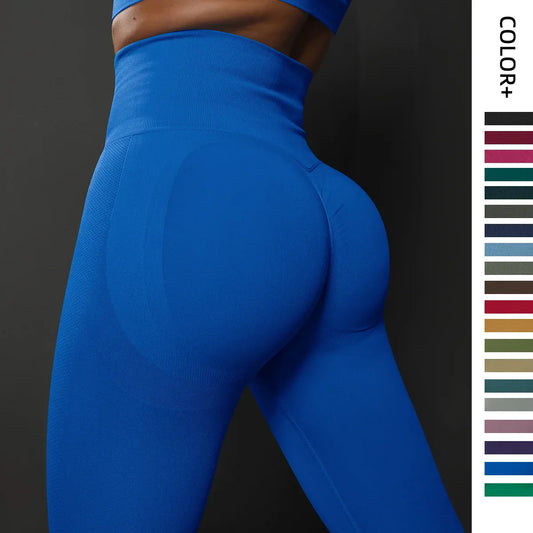 Cross-border Seamless Solid High Waist Tight Full Length Spandex/Nylon Yoga Pants Honey Peach Ass Training Sports Running