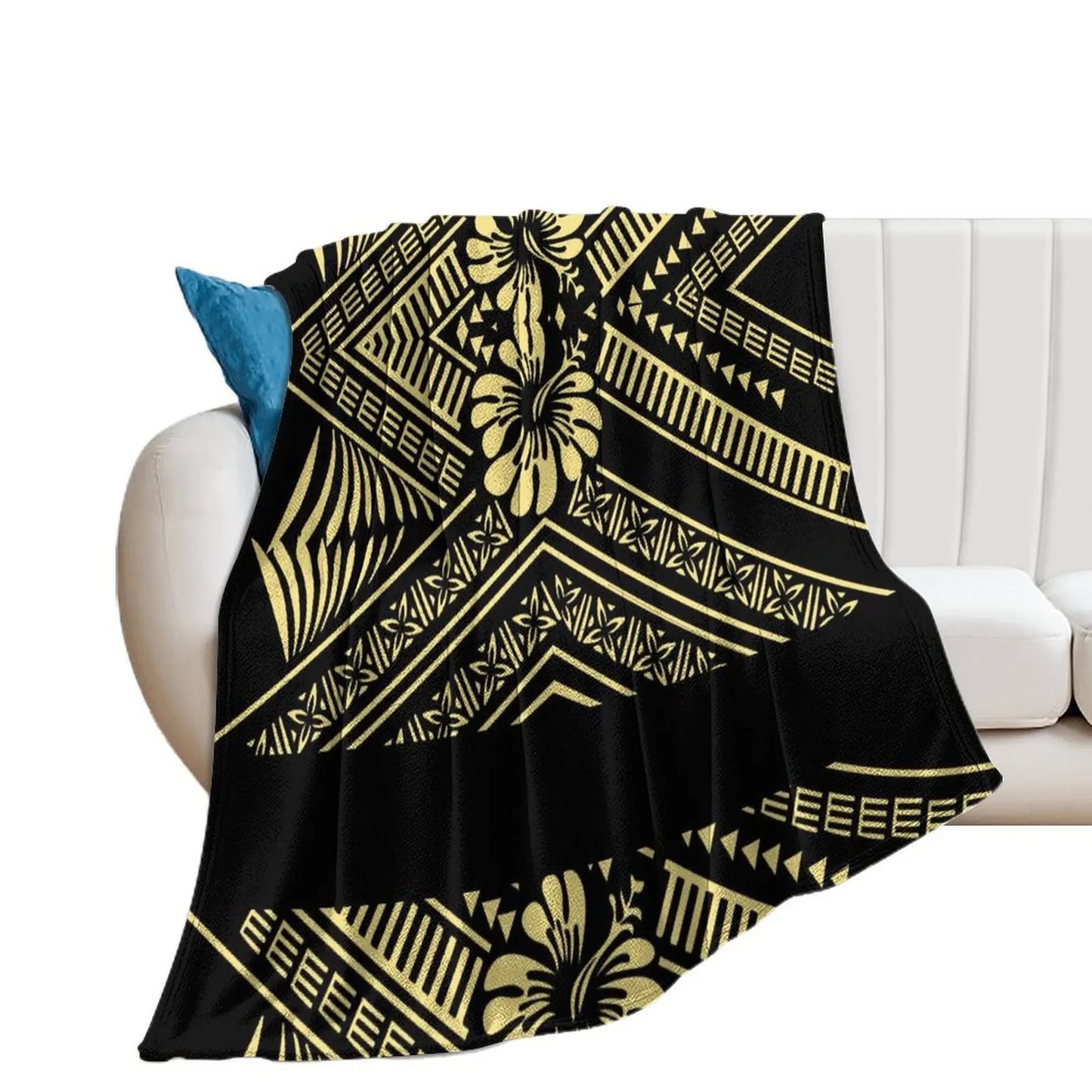 1MOQ Custom Print Sublimation Blankets Fiji Samoa Polynesian Tribal Winter Fleece Blanket Micro Plush Family Blanket for Kids