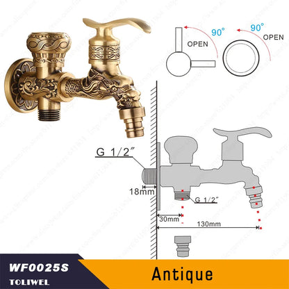 Antique Brass Bathroom Wall Mount Sink Basin Cold Water Faucet Tap G 1/2 Inch Outdoor Garden Hose Faucet Mop Sink tap TWL031