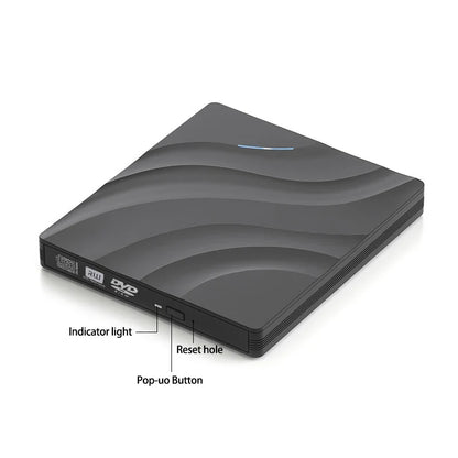 7 in 1 External Optical Drive DVD RW Burner with USB Type C Flash Drive & Card Reader for Laptop