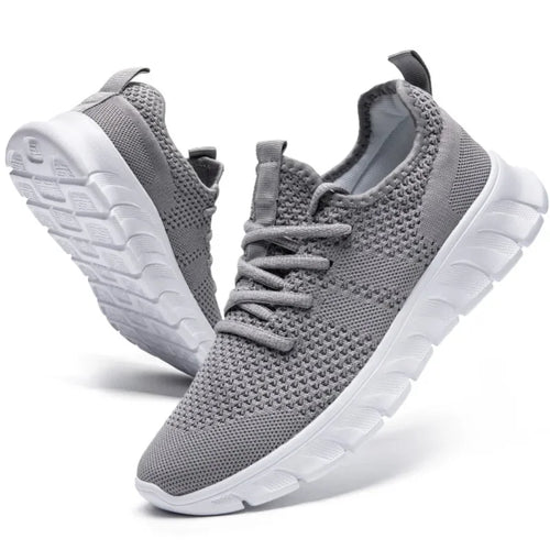 DZNAN PT053 Men Athletic Sneakers Black Loafers Casual Sports Knit Sneakers Breathable Athletic Running Walking Gym Shoe