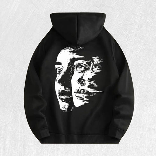 Abstract Face Graphic Hoodie 100% Cotton US Warehouse 6 Colors