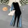 Autumn Winter New Women Sports Style Elegant Contrasting Set Pullover Top Drawstring Pants