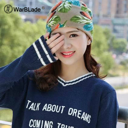1 PC Fashion New Women Spring Autumn Causal Beanies Scarf Star Letter Pattern Female Warm Hat Caps 3 Usages Headwear
