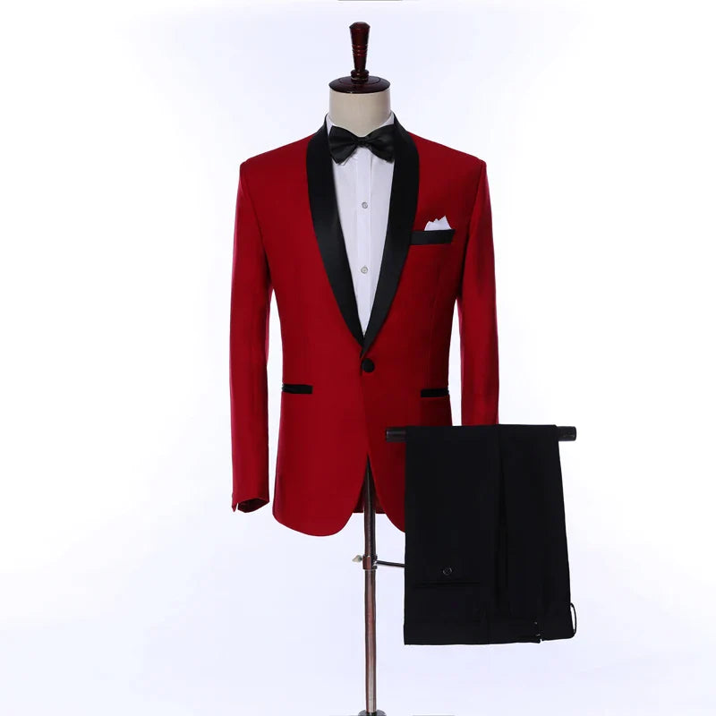 2024 New Arrival l Long Coat Designs Chinese Red Men Suit Gentle Men Tuxedo Prom Blazer Custom 3 Pieces (Jacket+vest+Pants)