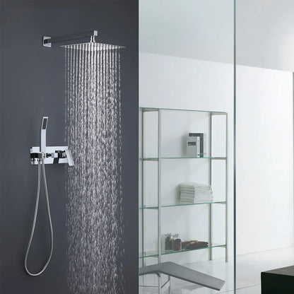 Brass mixing valve wall-mounted shower,2-function bathroom shower head, faucet and shower head set.