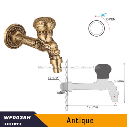 Antique Brass Bathroom Wall Mount Sink Basin Cold Water Faucet Tap G 1/2 Inch Outdoor Garden Hose Faucet Mop Sink tap TWL031