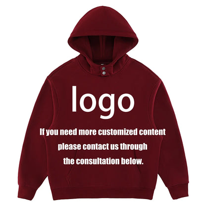 Double Button Closure Hood Drop Shoulder Cotton Blend Casual Top Quality Men's Custom Designer Oversized Hoodie