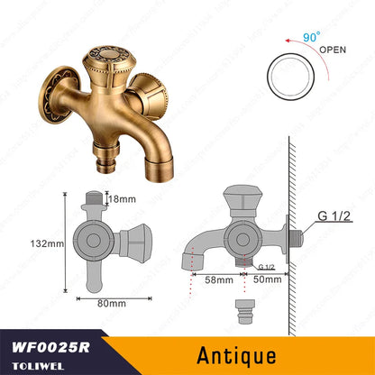 Antique Brass Bathroom Wall Mount Sink Basin Cold Water Faucet Tap G 1/2 Inch Outdoor Garden Hose Faucet Mop Sink tap TWL031