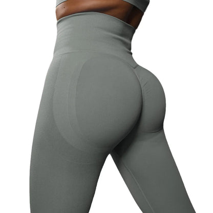 Cross-border Seamless Solid High Waist Tight Full Length Spandex/Nylon Yoga Pants Honey Peach Ass Training Sports Running
