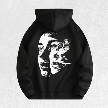 Abstract Face Graphic Hoodie 100% Cotton US Warehouse 6 Colors