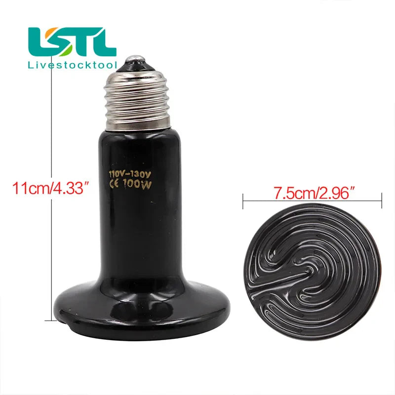 2 Pcs Pet Reptile Heating Bulb Infrared Ceramic Emitter Heat Lamps Pet Brooder Reptile Lamp 220V-240V