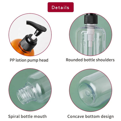 100ml 200ml 300ml Round PET Plastic Pump Press Bottle for Body Wash Lotion Shower Gel Shampoo Packaging