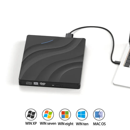 7 in 1 External Optical Drive DVD RW Burner with USB Type C Flash Drive & Card Reader for Laptop