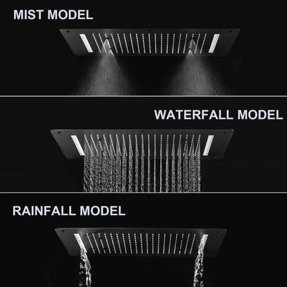 3 Functions Shower Head System Full Body Rain Shower System Black Shower Faucet Set