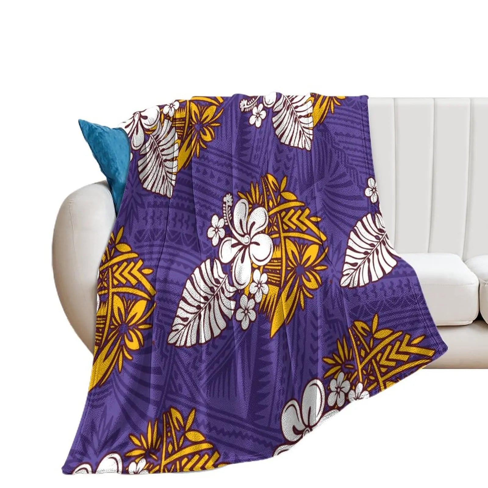 1MOQ Custom Print Sublimation Blankets Fiji Samoa Polynesian Tribal Winter Fleece Blanket Micro Plush Family Blanket for Kids