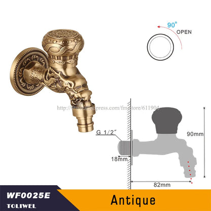 Antique Brass Bathroom Wall Mount Sink Basin Cold Water Faucet Tap G 1/2 Inch Outdoor Garden Hose Faucet Mop Sink tap TWL031
