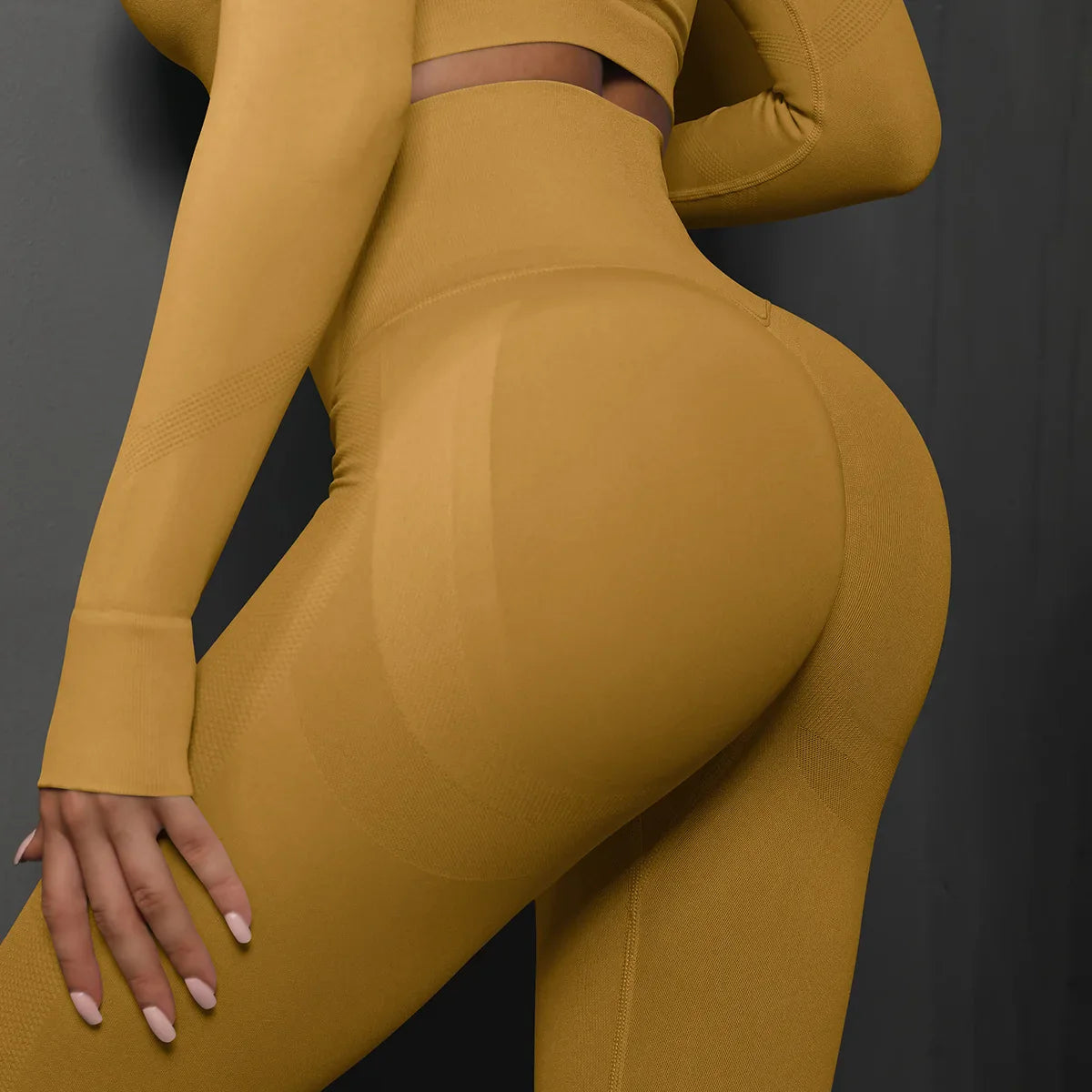 Cross-border Seamless Solid High Waist Tight Full Length Spandex/Nylon Yoga Pants Honey Peach Ass Training Sports Running