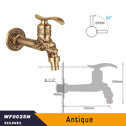 Antique Brass Bathroom Wall Mount Sink Basin Cold Water Faucet Tap G 1/2 Inch Outdoor Garden Hose Faucet Mop Sink tap TWL031