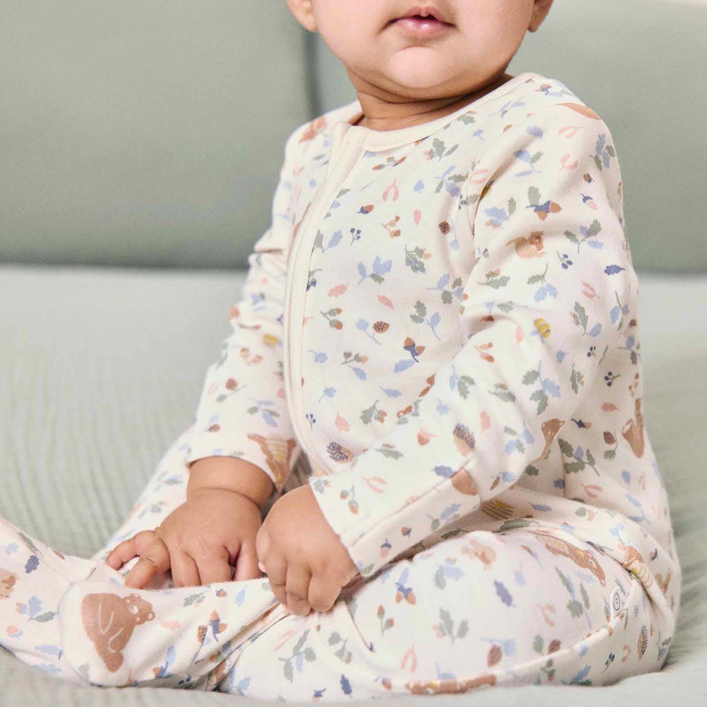 Bear Print & Waffle Clever Zip Sleepsuit 2 Pack