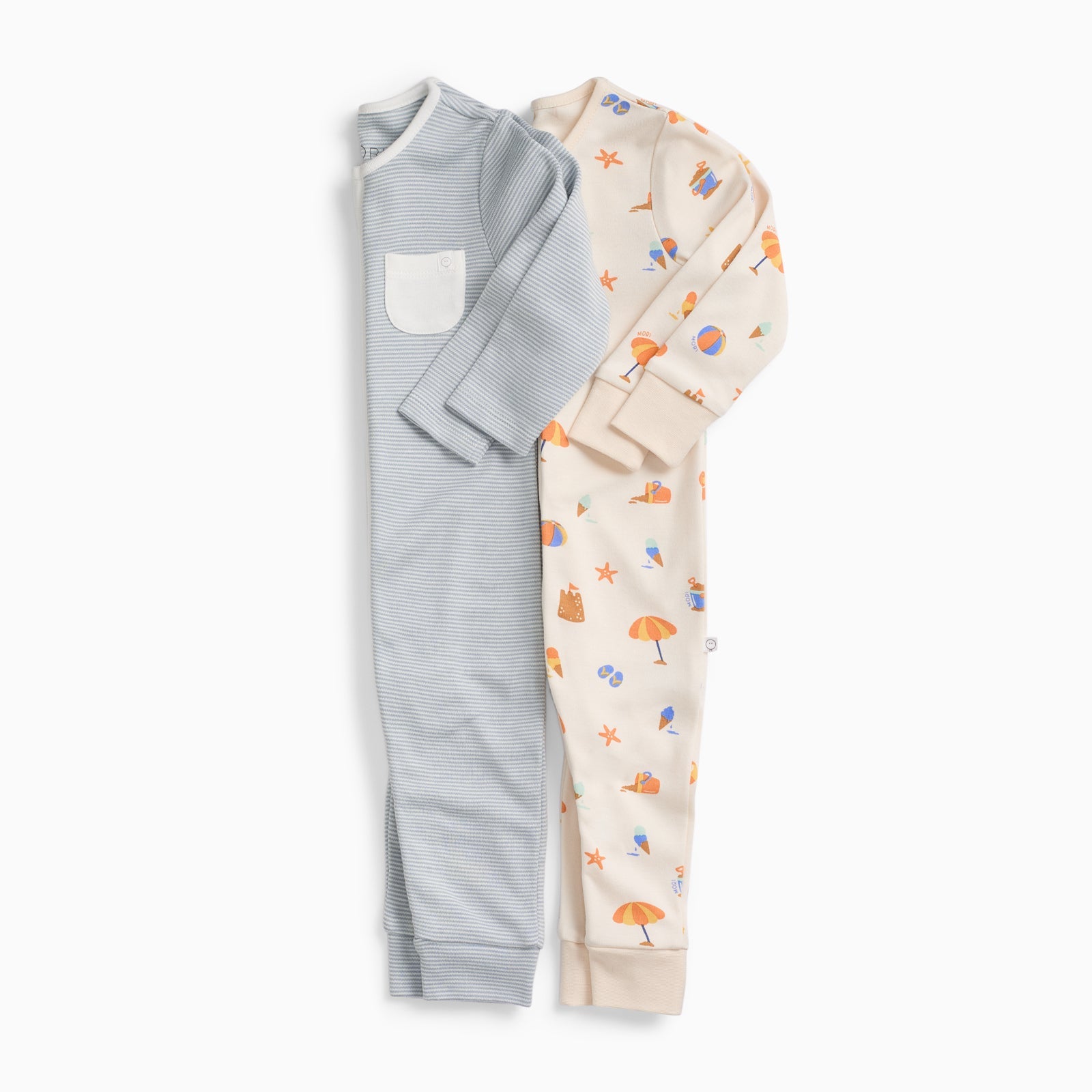 Beach Day & Blue Stripe Clever Zip Sleepsuit 2 Pack