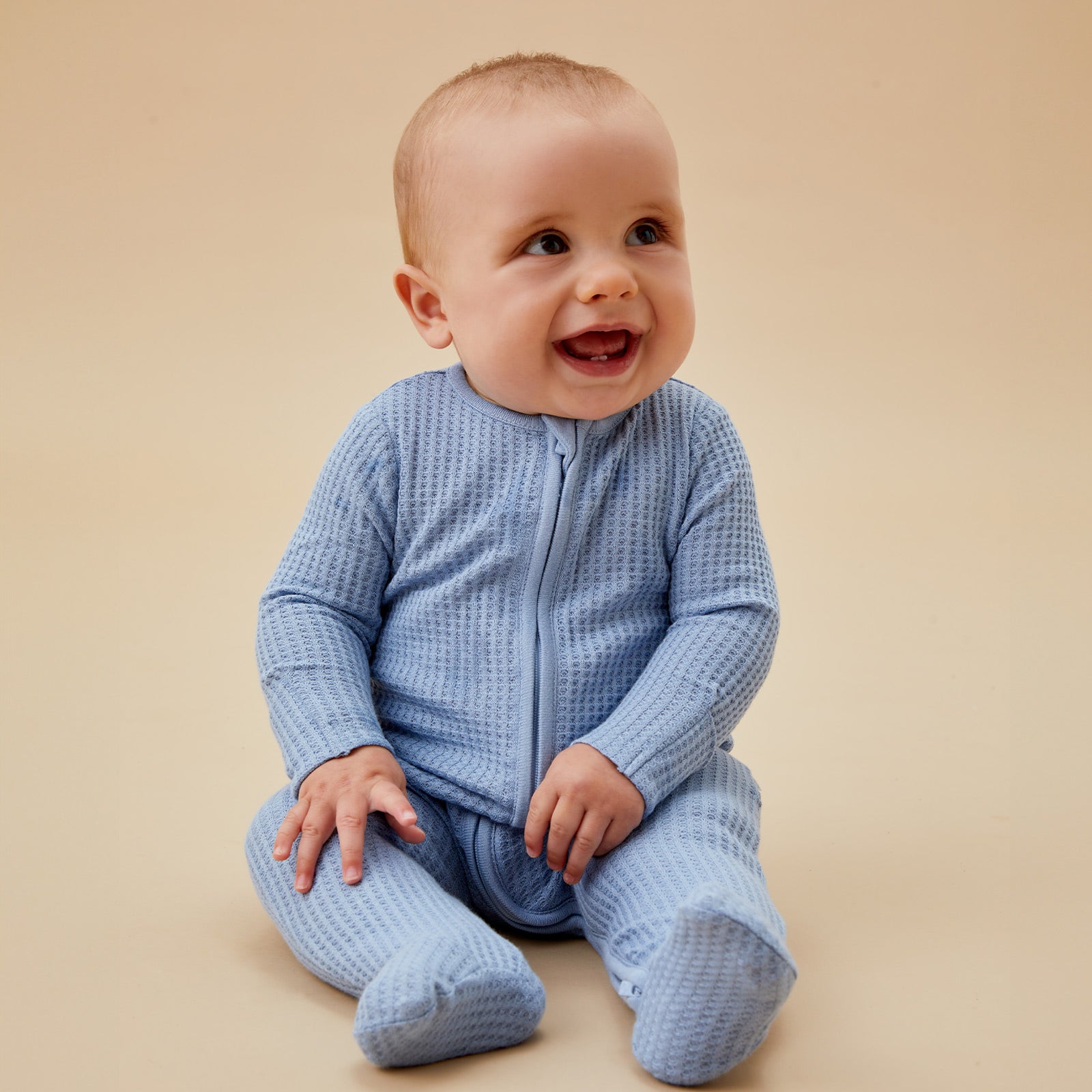Bear Print & Waffle Clever Zip Sleepsuit 2 Pack