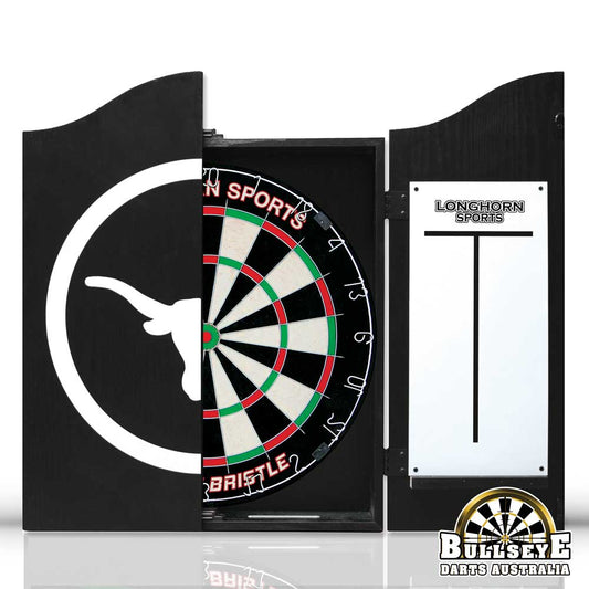 Longhorn Dartboard Cabinet, Dartboard and Darts Set