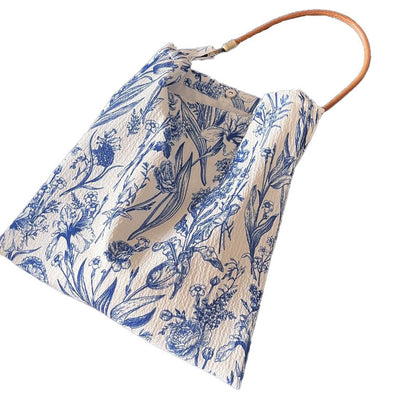 2024 New Niche Retro New Chinese-style Blue and White Porcelain Flower Bag Daily Casual Crossbody Bag Women's Thin Cloth Bag