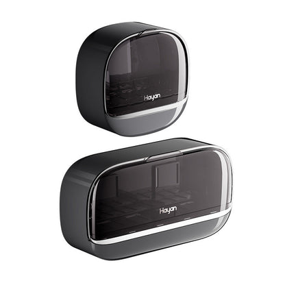 Double-compartment Soap Box Flip Cover Non-perforated Wall-mounted Draining Soap Box Bathroom Household High-end Light Luxury Storage Box