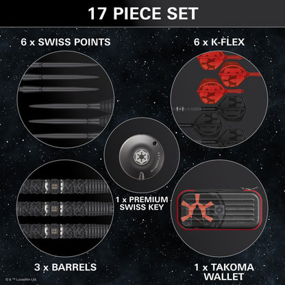 TARGET x STAR WARS - 26g - Darth Vader - Steel Tip Swiss Point - 95% Tungsten Darts