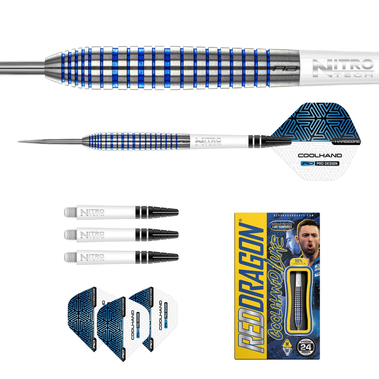 RED DRAGON - Luke Humphries TX3 Cool Blue SE Darts - 90% Tungsten - 24g