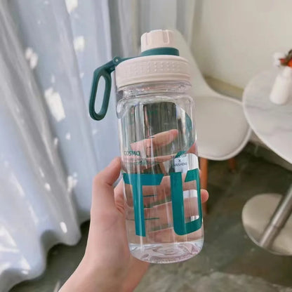 0.6L/0.8L/1L Large Capacity Water Bottles Leak Proof Lightweight Clear Drink Bottle with Handle Strap Plastic Sports Shaker Cup