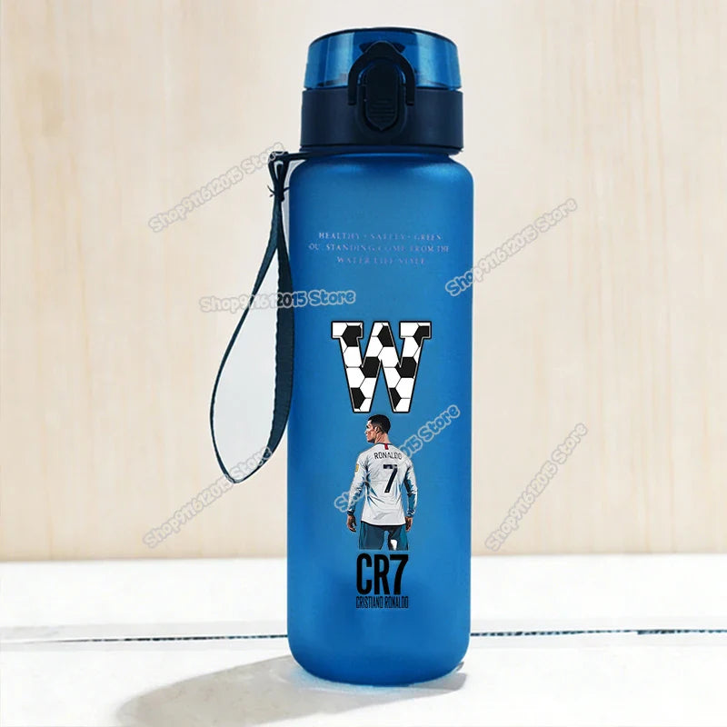 650ml CR7 Ronaldo Water Bottle Soccer Star Letter A-Z Children Outdoor Drink Bottle School Kids Straw Cup Boy Girl Sport Jugs