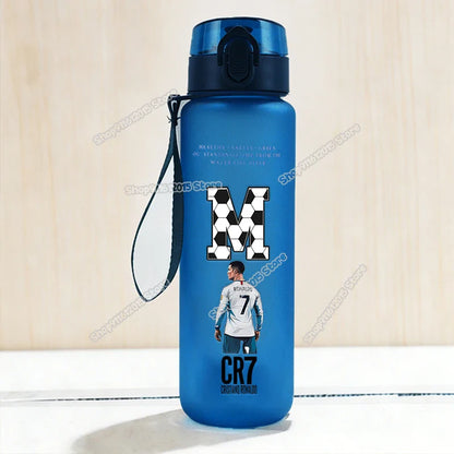 650ml CR7 Ronaldo Water Bottle Soccer Star Letter A-Z Children Outdoor Drink Bottle School Kids Straw Cup Boy Girl Sport Jugs