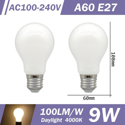 2PCS LED Filament Bulb E14 E27 C35 C35T ST64 G80 A60 220V 4W 9W Warm White Glass 360 Degree Edison Retro Candle Light Blubs