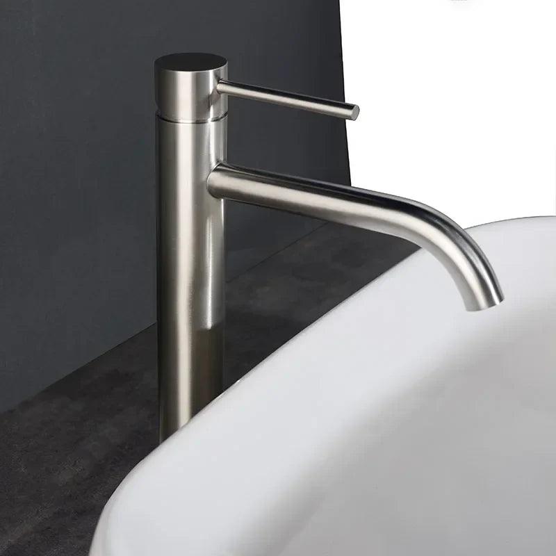 Brushed Gold Bathroom Basin Faucet Cold And Hot Mixer Water Tap Deck Mounted Single Hole & Handle Tall Style Brushed Rose Gold