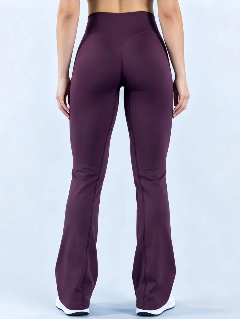 Crossover Waist Flare Leggings Women Seamless Bell Bottom Yoga Pants Butt Lifting Tummy Control Gym Fitness Flared Leggings