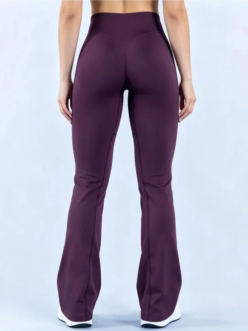 Crossover Waist Flare Leggings Women Seamless Bell Bottom Yoga Pants Butt Lifting Tummy Control Gym Fitness Flared Leggings