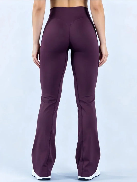 Crossover Waist Flare Leggings Women Seamless Bell Bottom Yoga Pants Butt Lifting Tummy Control Gym Fitness Flared Leggings