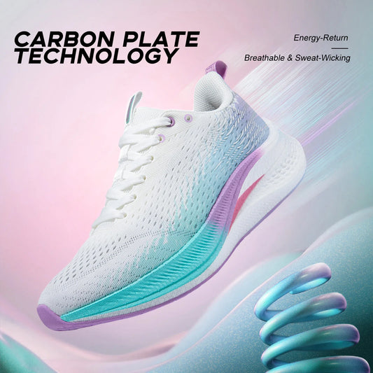 Baasploa New Running Shoes Women Lightweight Breathable Non-slip Sneakers Female Outdoor Carbon Plate Professional Sports Shoes