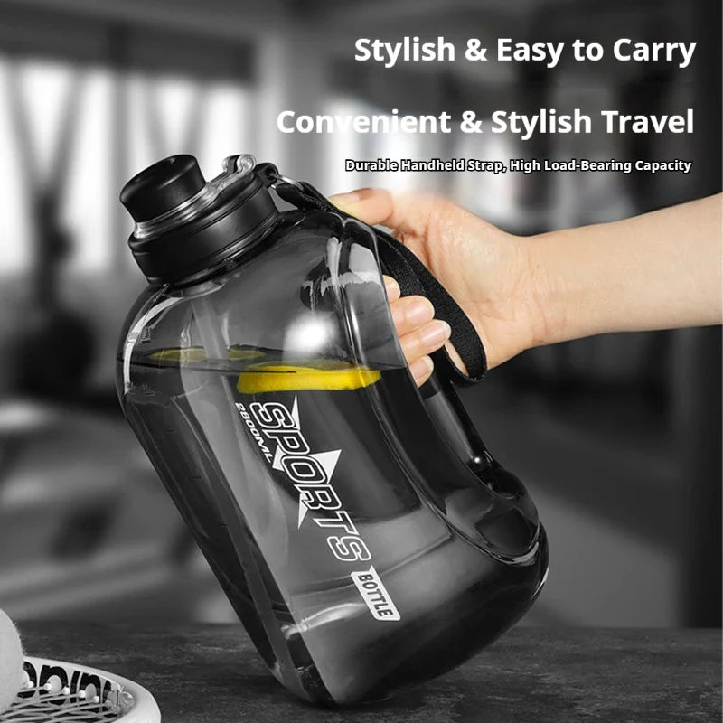 1.8L/2.8L Large Capacity Sport Water Bottle Men's Fitn Cup with Straw Portable Outdoor Big Belly Cup Durable Water Jug for Men