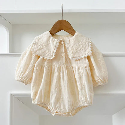 0-24M New Infant Baby Girls Jumpsuit Baby Romper Girls Embroidery Clothing Spring Cotton Long Sleeve Toddler Baby Girl Romper