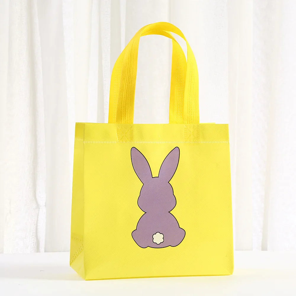 12/30pcs Easter Bunny Gift Bags Colorful Non-Woven Fabric Bags for Easter Party Treats Goodies and Small Gifts Candy Egg Bags