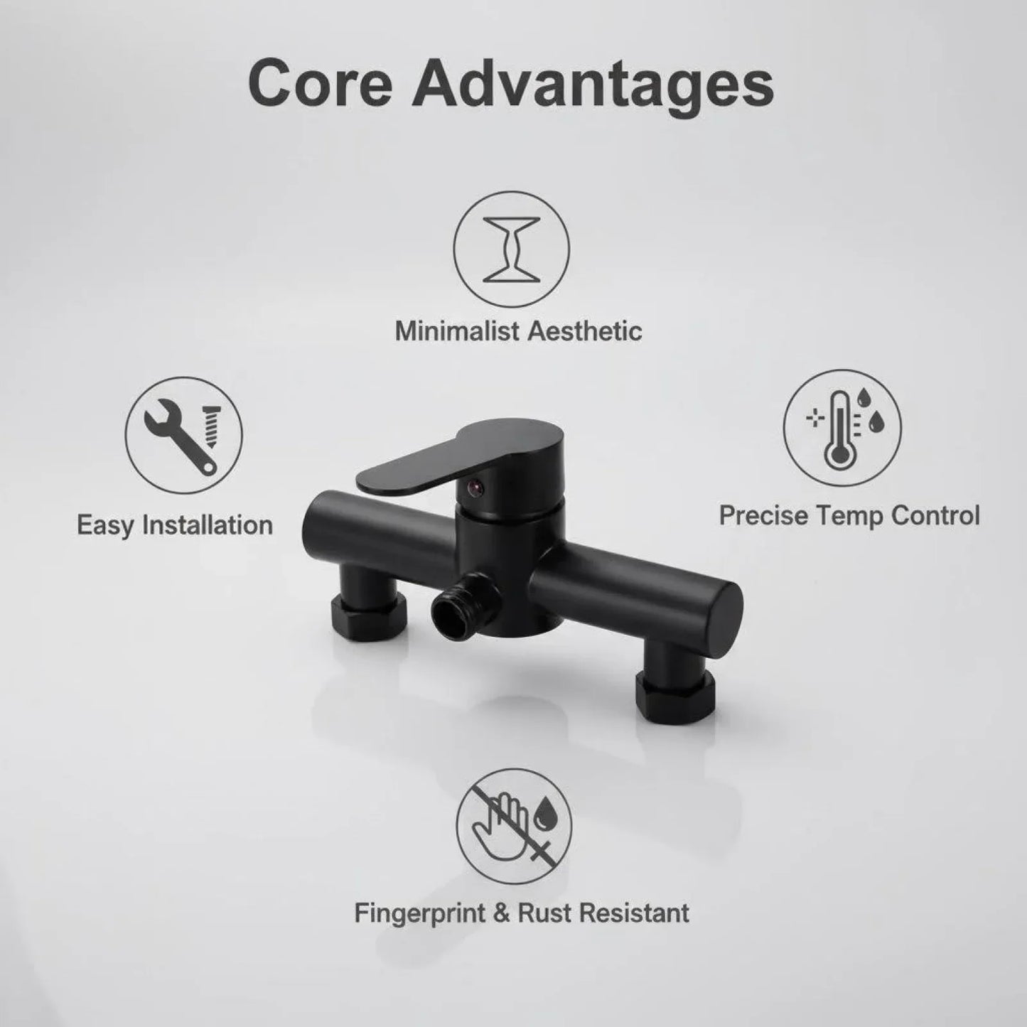 304 Stainless Steel Bathroom Shower Faucet Wall Mounted Triple Tub Faucet Hot and Cold Water Mixing Valve Faucet with G1/2 Inch