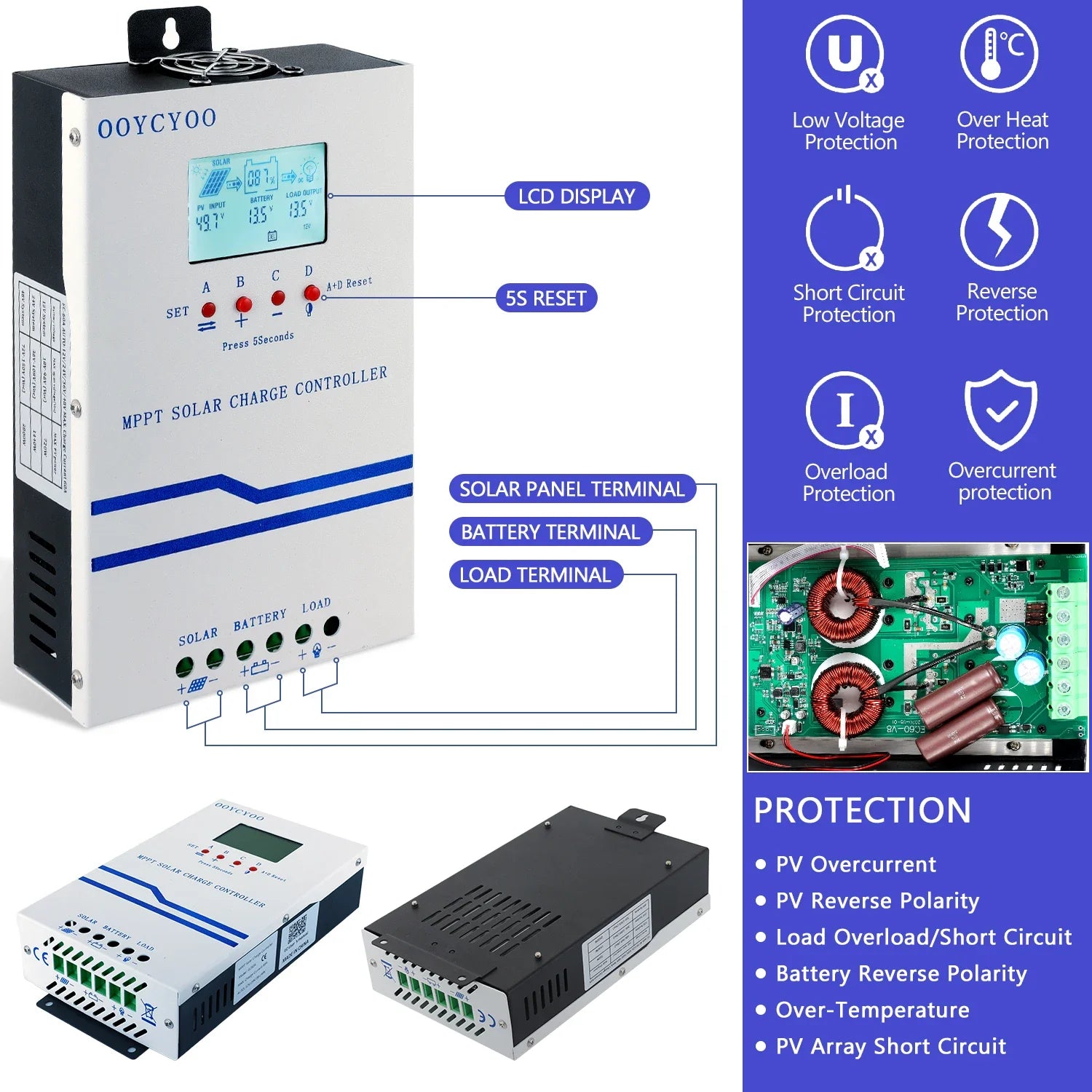 100V INPUT 48V12V24V60A solar controller MPPT wide voltage input photovoltaic power generation charging controller host